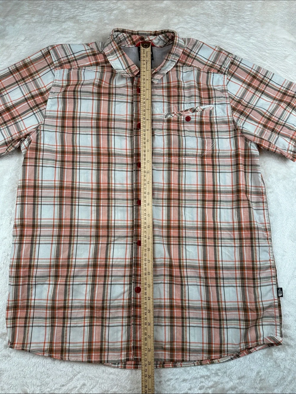 The North Face Size L Men's Short-Sleeve Plaid Button-Down Shirt | Business